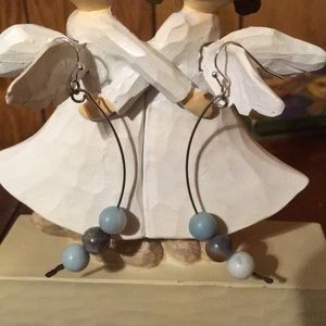 Artisan bead and wire earrings.
